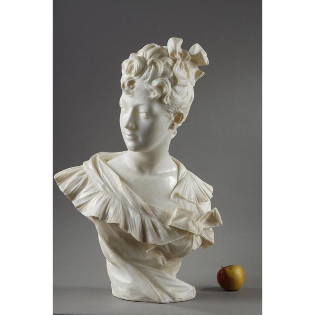 Henri Emile Allouard, Bust of a Woman, 1880, Marble For Sale - Image 3 of 18