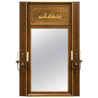 Italian Classical Trumeau Mirror With Sconces For Sale