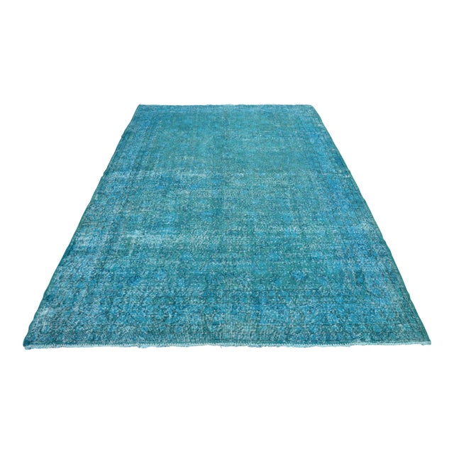 Oversized Turkish Oushak Turquoise Rug - 6′6″ × 10′1″ For Sale