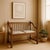 Vintage Spindle Back Wood Settee With Floral Cushions For Sale - Image 13 of 16
