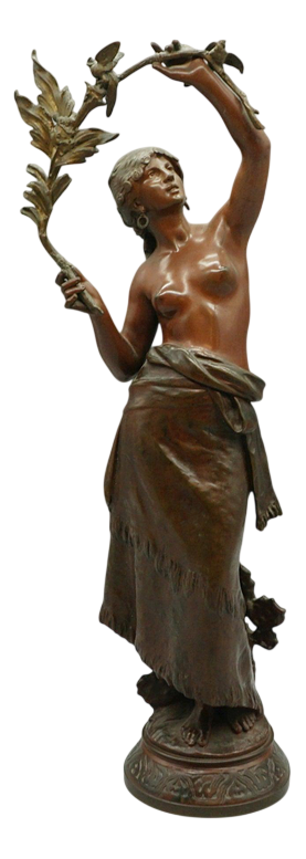 Auguste Moreau, Lady with Branch, Late 19th Century, Bronze