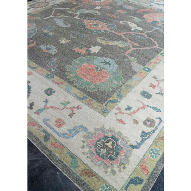 Black Turkish Oushak Square Rug 11'10" x 12'7" #20319 For Sale - Image 8 of 8
