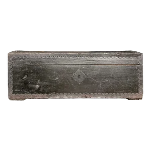 Antique Wood Chest With Scalloped Iron Detail