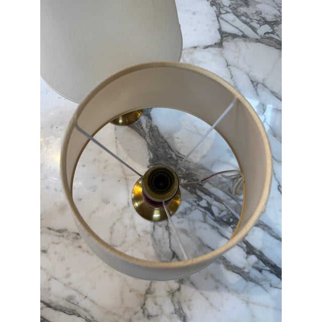 Vintage Red & Brass Table Lamps With Linen Shades - a Pair For Sale - Image 15 of 18