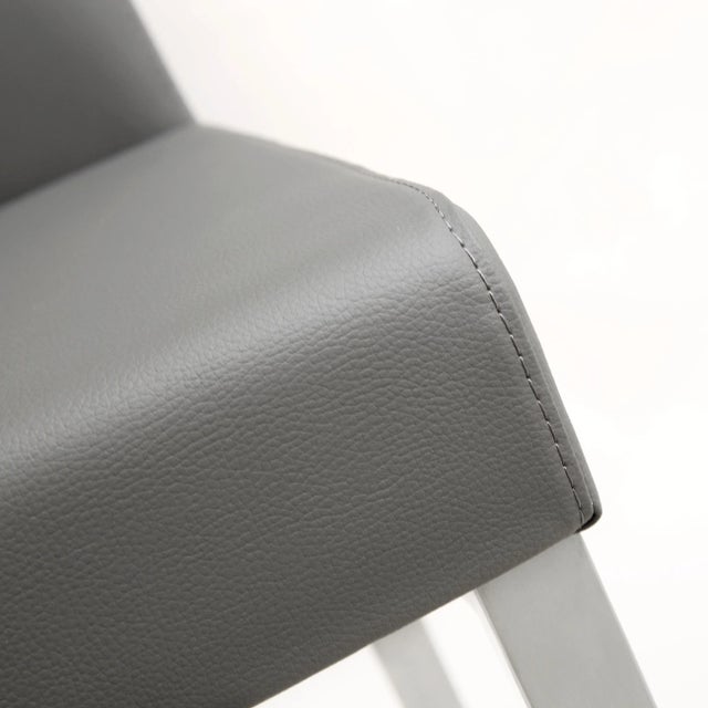 Gray Denmark Grey Vegan Leather & Steel Counter Stools - Set of 2 For Sale - Image 8 of 12