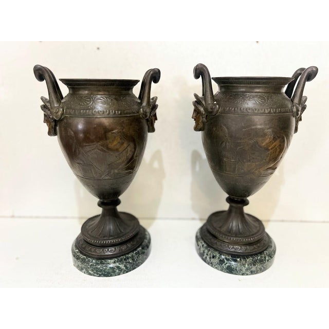 Patinated Spelter Vases, 19th Century, Set of 2 For Sale - Image 12 of 12