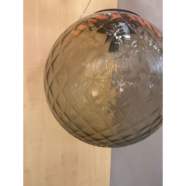 Glass Murano Style Glass Balloton Fume Pendant Sphere For Sale - Image 7 of 8