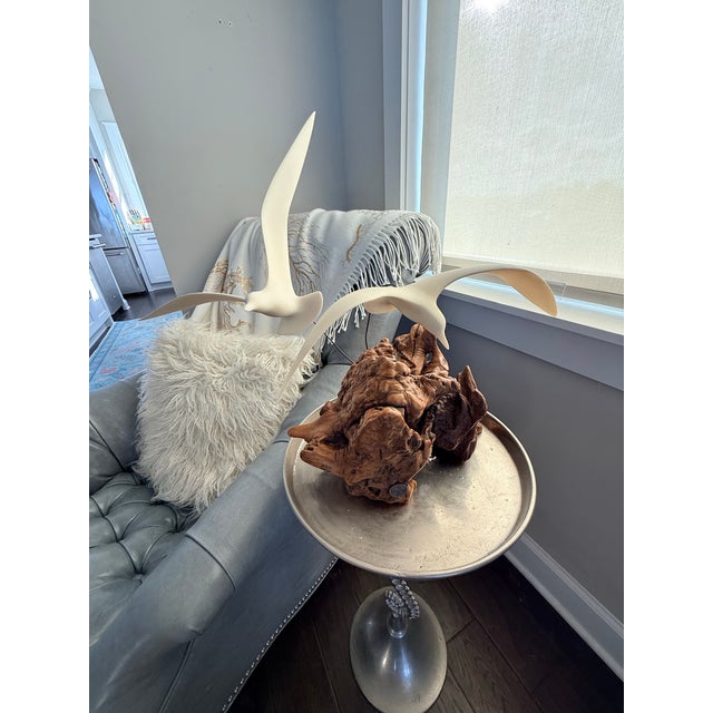 Vintage Mid-Century Modern Large John Perry "Seagulls in Flight" Duo Burl Wood Sculpture For Sale - Image 4 of 11