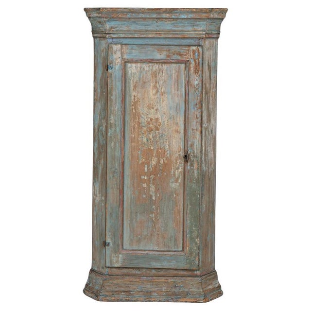 1820s Swedish Gustavian Wood Patinated Corner Cabinet For Sale - Image 15 of 18