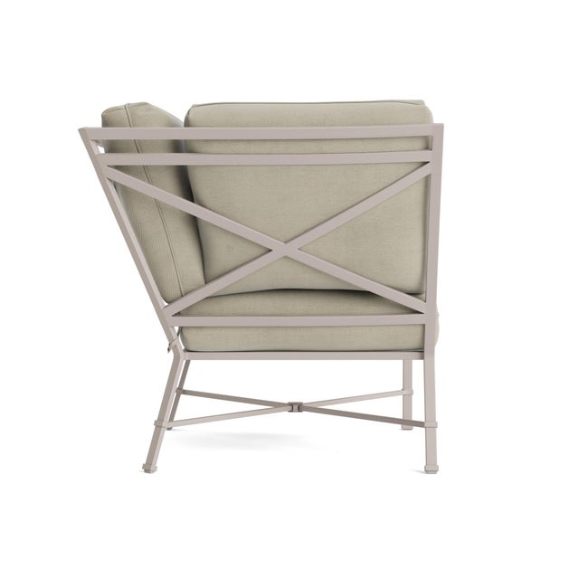 Contemporary Brown Jordan Venetian Corner Sectional, Dove frame with Fusion Meadow fabric For Sale - Image 3 of 11