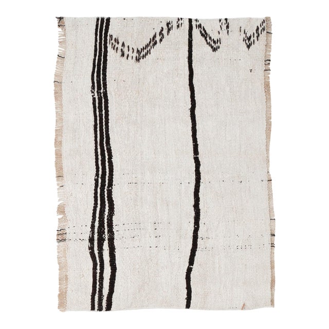 Black & White Hemp Mini Kilim Rug - 1`10″ X 2`7″ For Sale