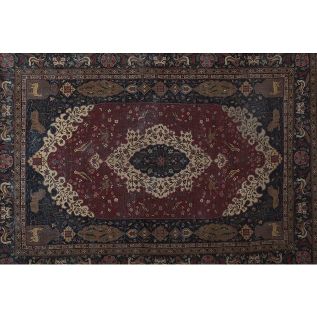 Textile 1960s Turkish Animal Pictorial Rug 8'10'' X 12'2'' For Sale - Image 7 of 13