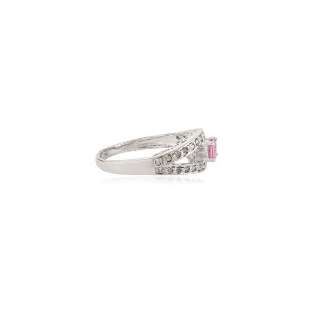 Not Yet Made - Made To Order Delicate 0.5 Ct Pink Sapphire & Diamond Split Shank Promise Ring Made in 925 Silver - Size 6 For Sale - Image 5 of 10