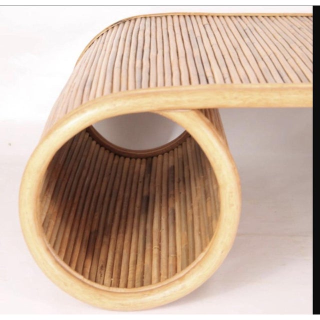 Light Yellow Large Coffee Table in Rattan For Sale - Image 8 of 12