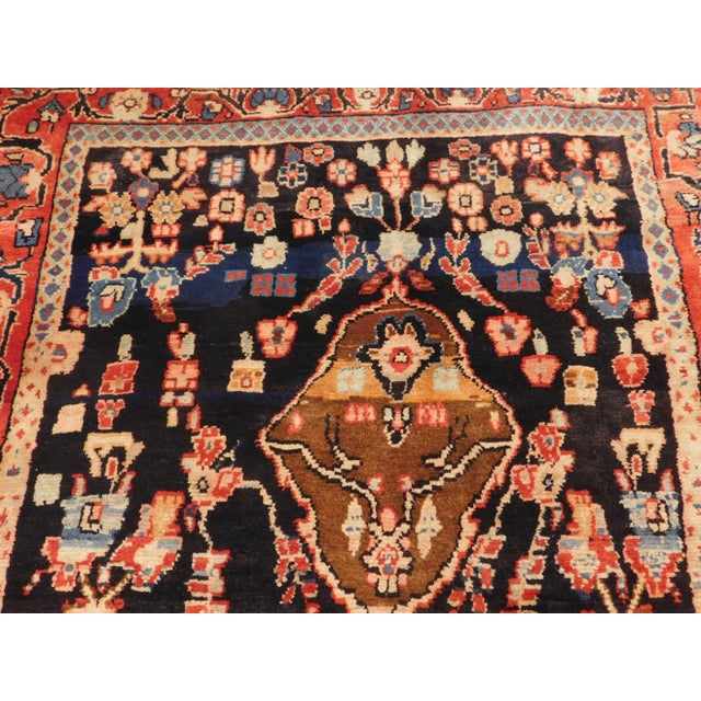Vintage Persian Gallery rug. Wool pile on cotton foundation. Hand made. 4'3"x 9'6"