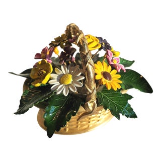 1970s Fleurs Des Siecles Enamel Flower Basket by Jane Hutcheson for Gorham For Sale