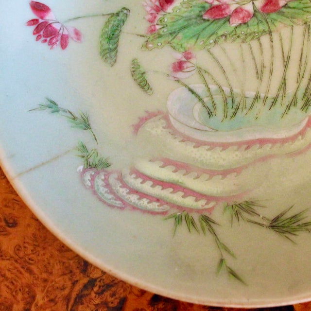 Trio of Rose Canton Chinese Export Porcelain Plates For Sale - Image 13 of 18