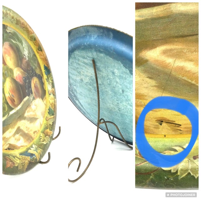 Authentic Antique Toleware Platter Serving Tray For Sale - Image 10 of 12