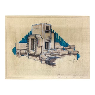 Original 1975 Brooks Stevens Associates Industrial Design Rendering – CNC Machine Concept Board, Milwaukee For Sale
