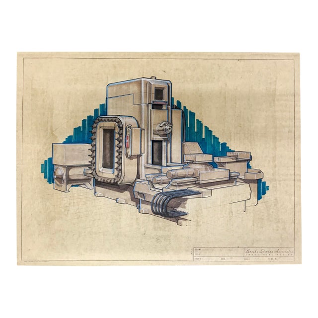 Original 1975 Brooks Stevens Associates Industrial Design Rendering – CNC Machine Concept Board, Milwaukee For Sale