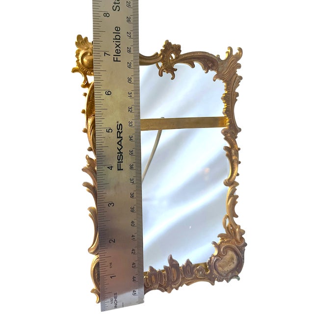 Brass Vintage Rococo Revival Gilded Brass and Beveled Glass Easel Picture Frame for 4" X 6" Photograph For Sale - Image 8 of 10