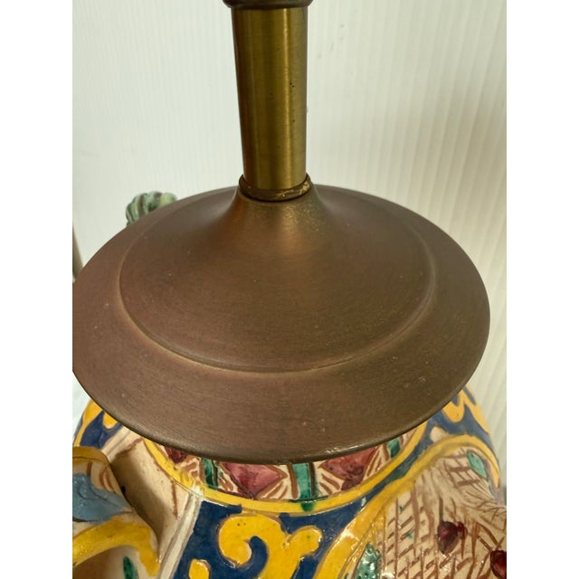 Italian Majolica Pottery Table Lamp For Sale In San Francisco - Image 6 of 10