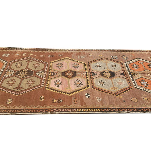 Mid 20th Century Vintage Decorative Turkish Kars Kilim Rug For Sale - Image 4 of 7