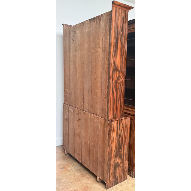 English Two-Tiered Glass Front Bookcases of Figured Wood - Two Available For Sale - Image 17 of 17