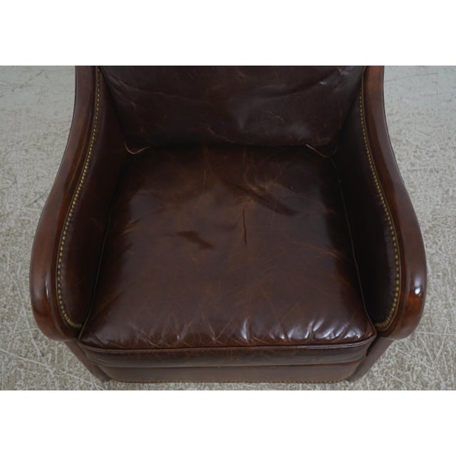 Wood Theodore Alexander Leather & Mahogany Club Chair For Sale - Image 7 of 18