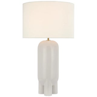 Kelly Wearstler for Visual Comfort Signature Chalon Large Table Lamp in New White with Linen Shade For Sale