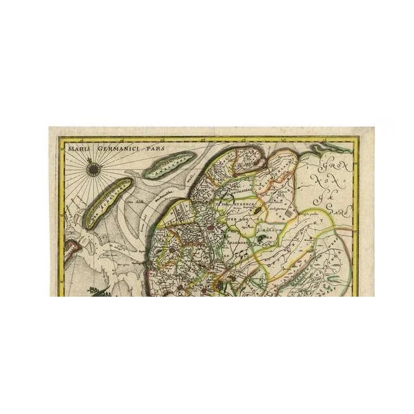Antique Hand-Colored Map of Friesland by C. Merian, 1659 For Sale - Image 3 of 10