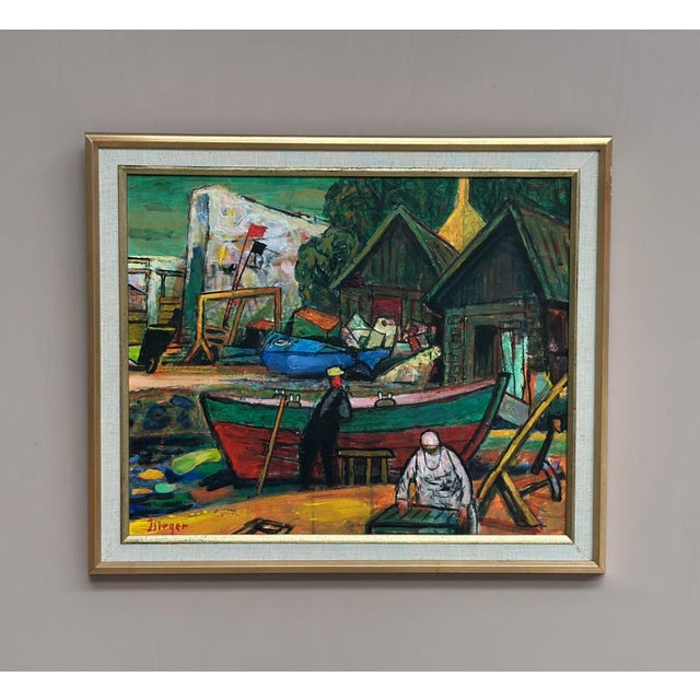 Birger E. Son Birger, Harbour, 1960s, Oil on Panel, Framed For Sale - Image 7 of 18