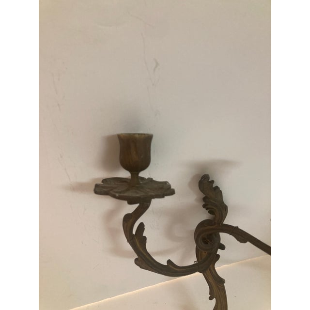 Bronze French Louis XV Bronze Candle Wall Sconces- A Pair For Sale - Image 8 of 10