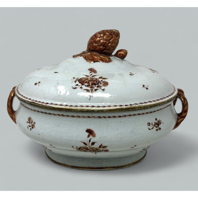 An Imposing Hand Painted Chinese Export Porcelain Twin Handle Enameled Soup Tureen or Centerpiece of large proportions and...
