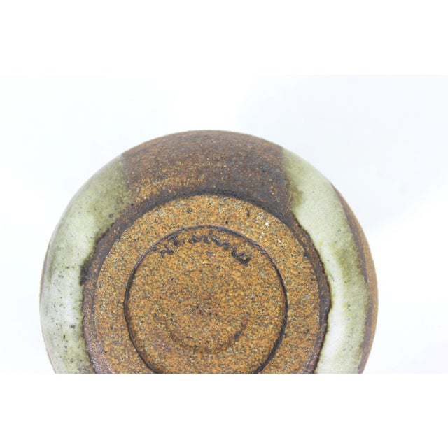Brown Signed n.t. Irving Mid Century Modern Studio Pottery Bud Vase For Sale - Image 8 of 9