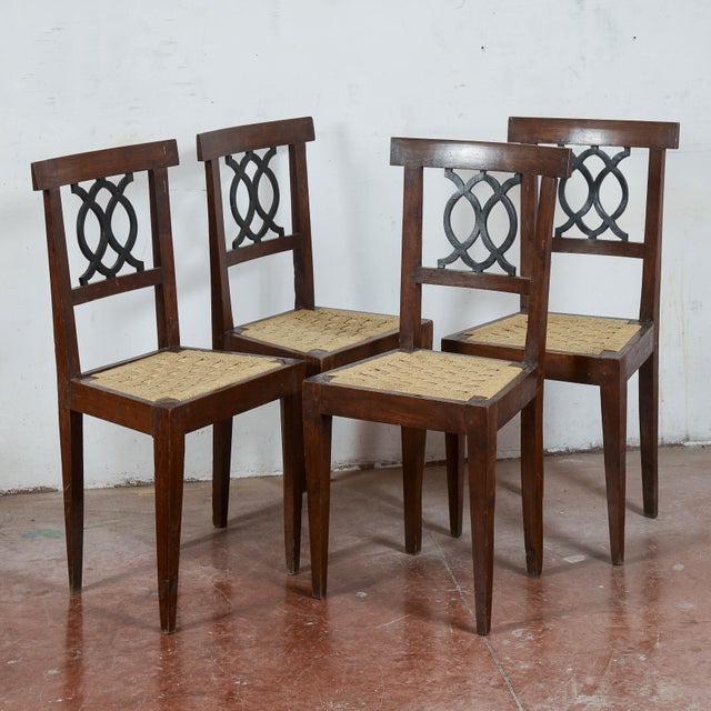 18th Century Style Chairs with Raffia Seats, Set of 4 For Sale - Image 3 of 9