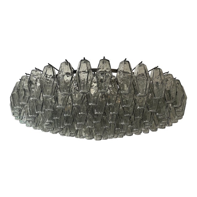 Contemporary Modern Grey "Poliedri" Murano Glass Flush Mount by Simoeng For Sale