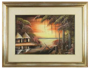 Kabemba Situna WA, Exotic Landscape, Acrylic on Canvas, 1970s