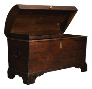 Biedermeier Round-Topped Chest in Brass, Iron and Oak