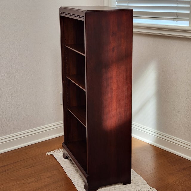 Wood Vintage Wood Bookcase With Full Glass Door, Lock and Keys; Recently Refinished For Sale - Image 7 of 17