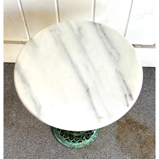 Art Deco Art Deco Reticulated Brass Marble-Top Side Table For Sale - Image 3 of 3