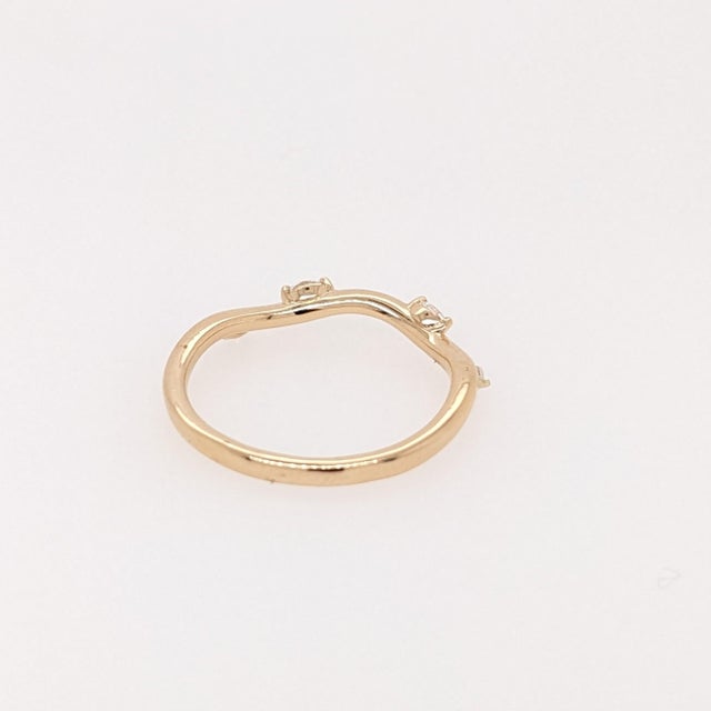 Dainty Natural Diamond Stackable Band: Solid 14k Gold - Minimal Fine Jewelry, Size 6.75 For Sale - Image 4 of 6