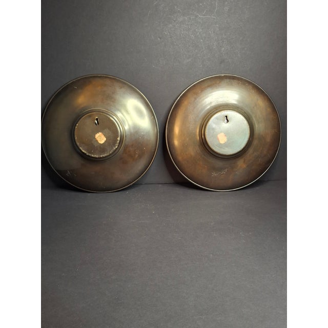 Mid-Century Modern Pair Mid Century Pal Bell Israel Bronze Wall Plates Maurice Ascalon Judaica 9.5" For Sale - Image 3 of 18