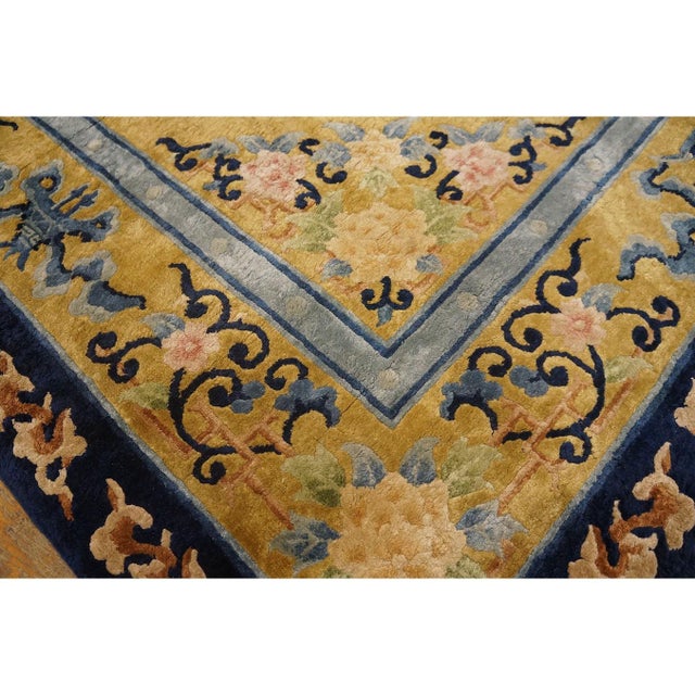 Textile Vintage 1980s Floral Modern Oriental Chinese Silk Carpet 4'1'' X 6'2" Small Rug For Sale - Image 7 of 11