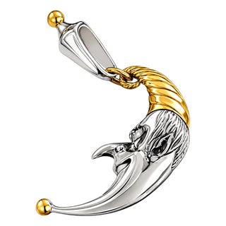 Sterling Silver 22K Gilded Crescent Moon Mihail Chemiakin Slide Pendant For Sale