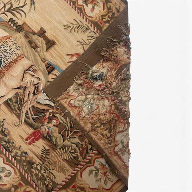 Handmade Chinese Aubusson-Style Elephant Tapestry, Vintage For Sale In Los Angeles - Image 6 of 6
