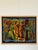 Vibrant, vivid woven needlepoint in a Cubist style, framed in thick pine wood frame. 32.5"W x 2.5"D x 26.5"H Wonderful...