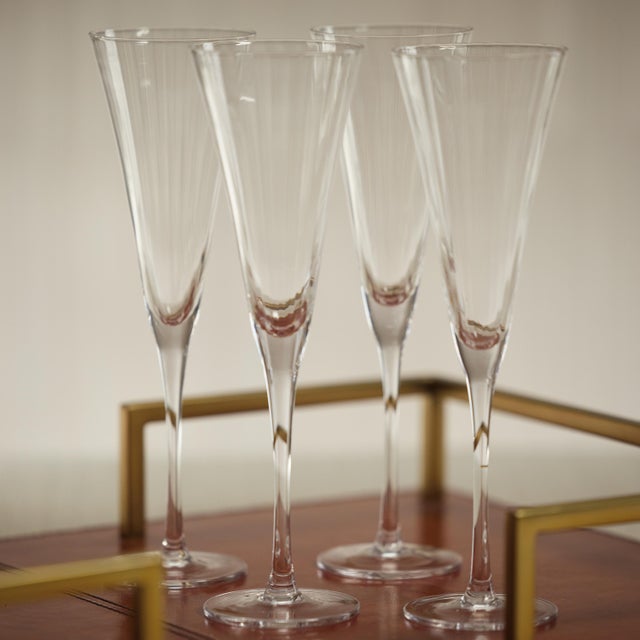 Contemporary Cesena Optic Champagne Flutes, Set of 4 For Sale - Image 3 of 6