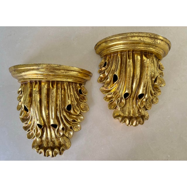Metal Vintage Hollywood Regency Wall Shelves, A Pair For Sale - Image 7 of 7
