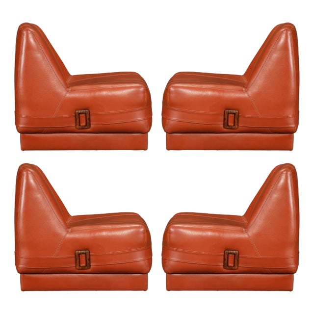 Percival Lafer MP-75 Lounge Chairs w Rosewood Buckles, 1970 Brazil - Set of 4 For Sale